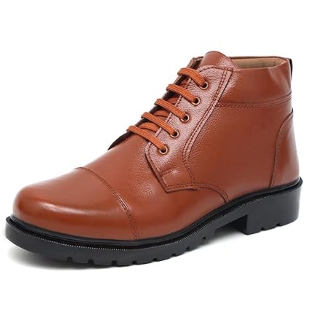 ARAMISH Men's Genuine Leather Ankle Formal Lace Up Police Boots